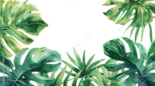 Watercolor painting tropical plant clipart, detailed, stationery, white background photo
