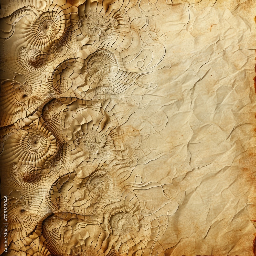 Abstract fractal background. Computer-generated image. Digital art. Old paper textures and  ornaments.
