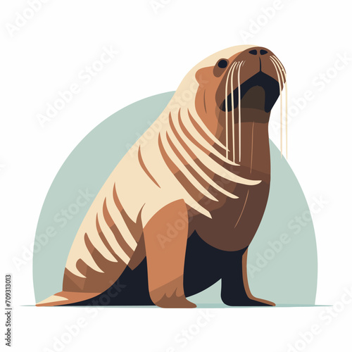 Walrus in cartoon, doodle style. Isolated 2d vector illustration in logo, icon, sketch style, Eps 10. AI Generative