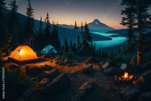 camping in the mountains
