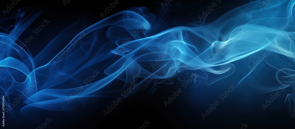 Blue smoke texture transparent on dark background. Generate AI image