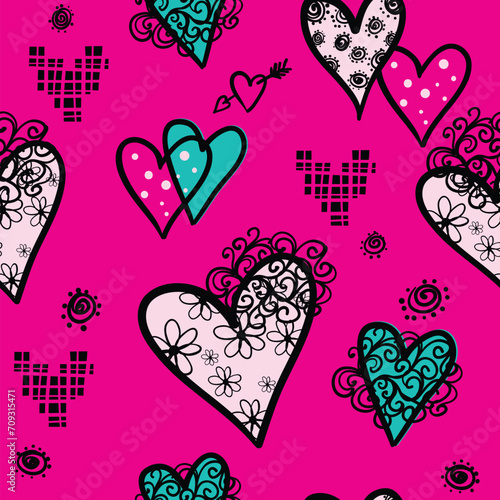 Seamless love heart design vector background. Seamless pattern on Valentine's day. The seamless texture with heart.