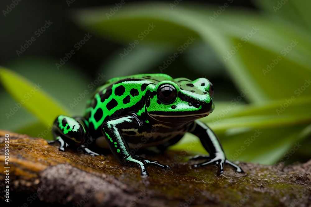 Obraz premium Vibrant Green and Black Poison Dart Frog