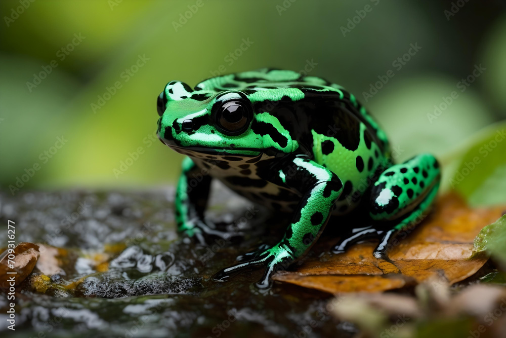 Vibrant Green and Black Poison Dart Frog Vibrant Green and Black Poison Dart Frog