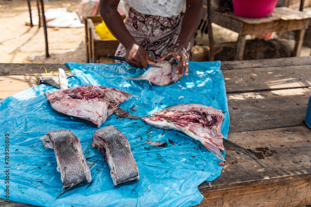 Obraz premium Fresh fish food at the local market, Toamasina, Madagascar