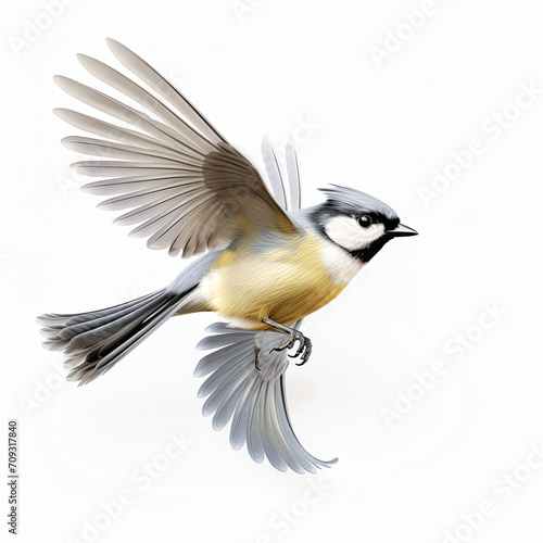 flying titmouse isolated on white background © petro