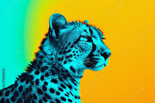 AI generated illustration of A majestic cheetah with luminous eyes