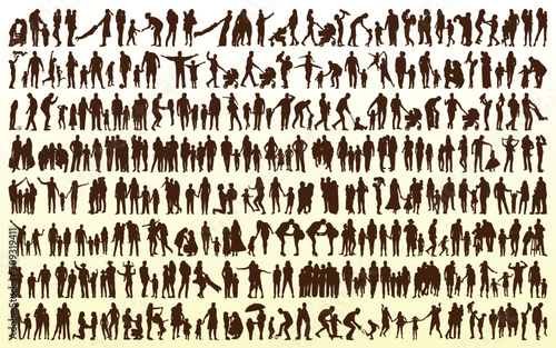 Collection of family silhouettes vector