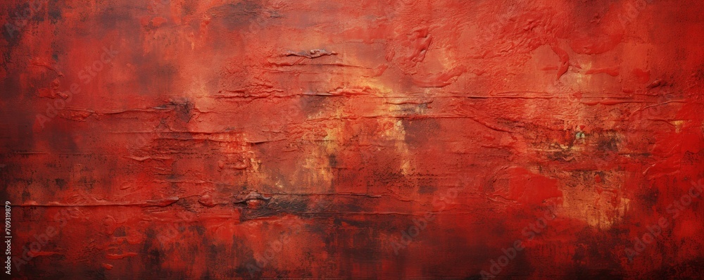 Obraz premium red-brown flame background on canvas, in the style of atmospheric landscape paintings, rough textures, contemporary Latin American art