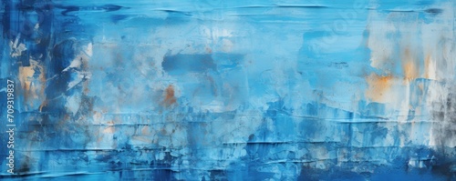 abstract white-blue-yellow background on canvas, texture of paint strokes made in different techniques