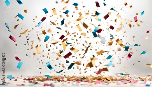 Colorful confetti with white background. 