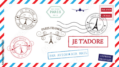 Paris France Postal Stamps set