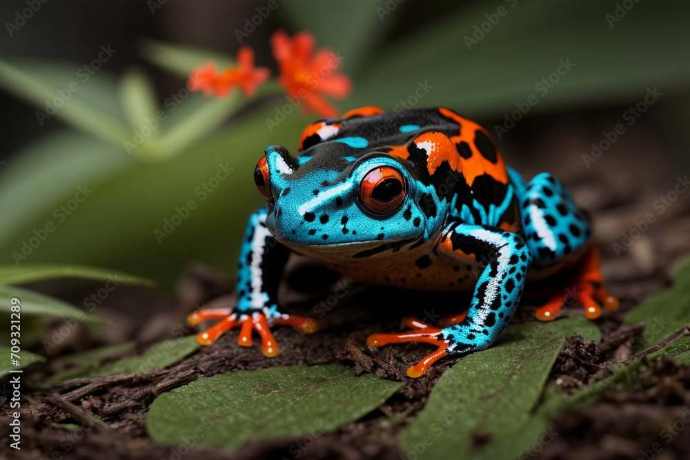 Fototapeta premium Vibrant Colored Red-Backed Poison Dart Frog