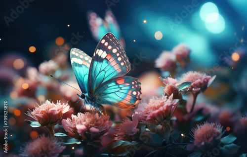 Fantasy, fairy butterfly on white flower, bloom © Dmitry Lobanov