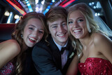 drunk school students during prom party in limousine 