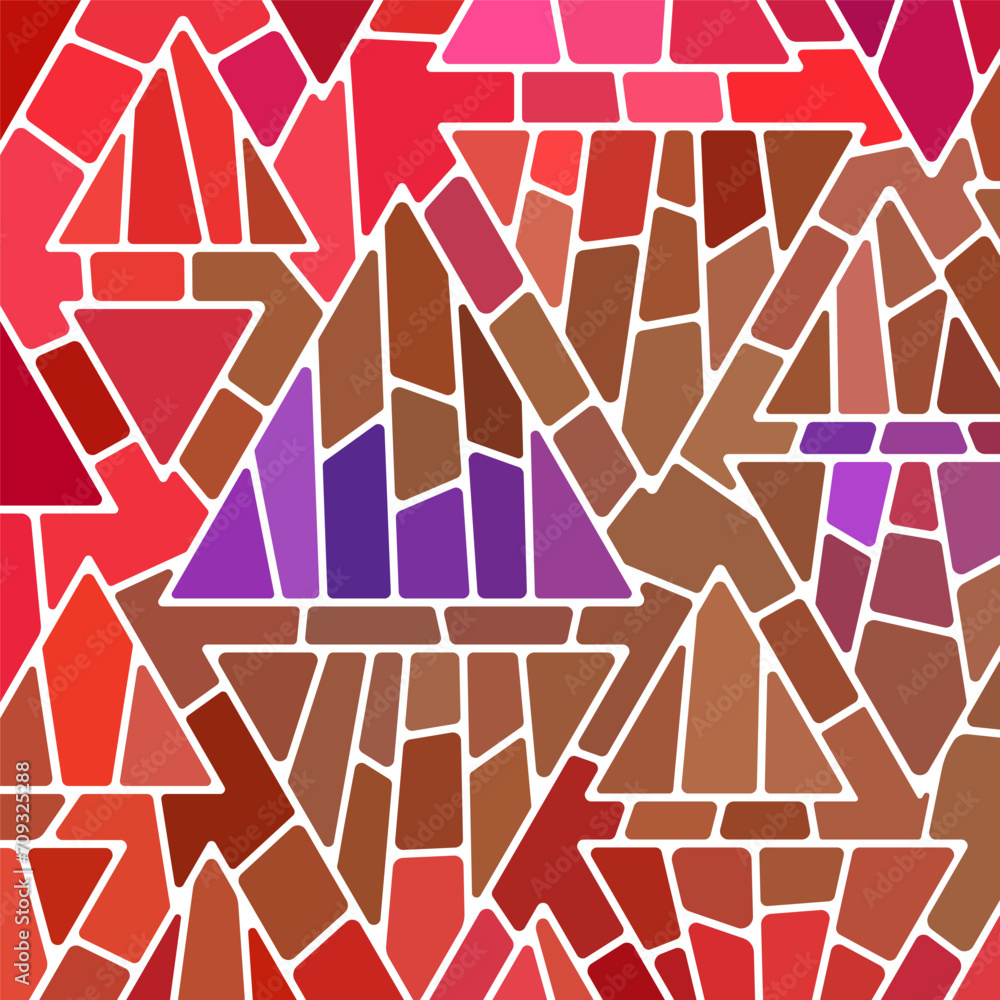 abstract vector stained-glass mosaic background - red and brown