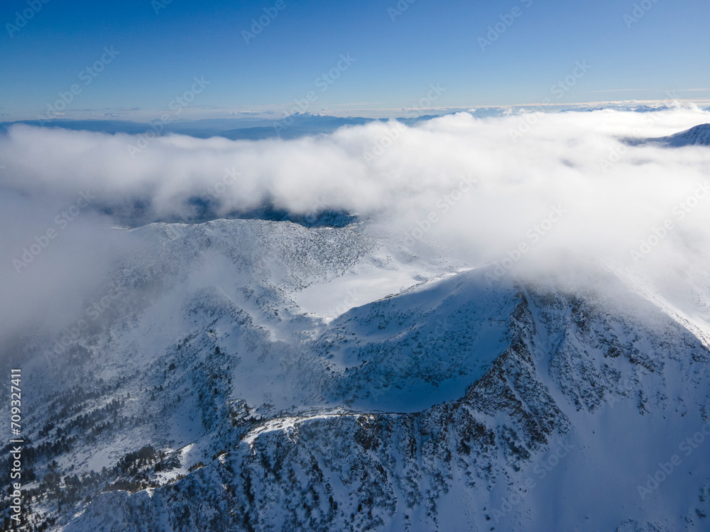 Winter view of Pirin Mountain near Polezhan and Bezbog Peaks, Bulgaria
