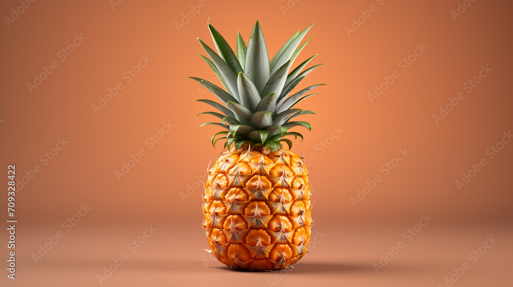 pineapple isolated on peach-color background