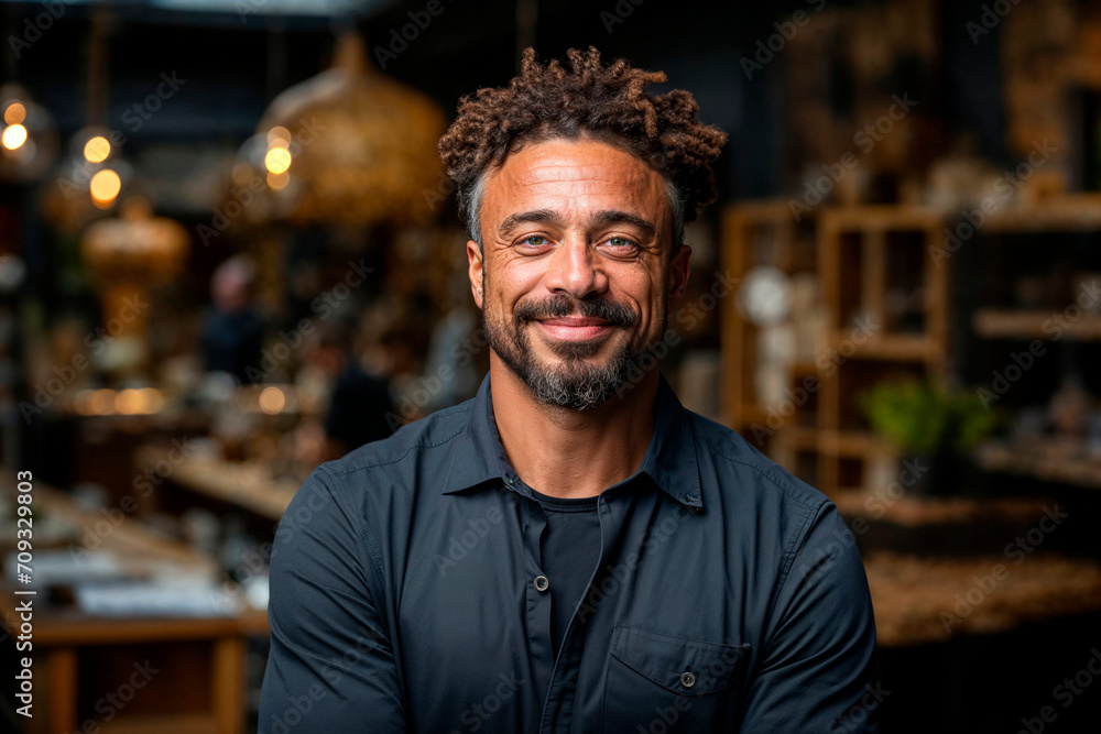 Confident artisan in his workshop Generative AI image