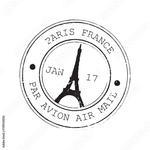 Paris France, par avion - postal rubber stamp