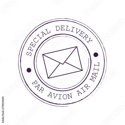 Par avion, Air mail - postal rubber stamp