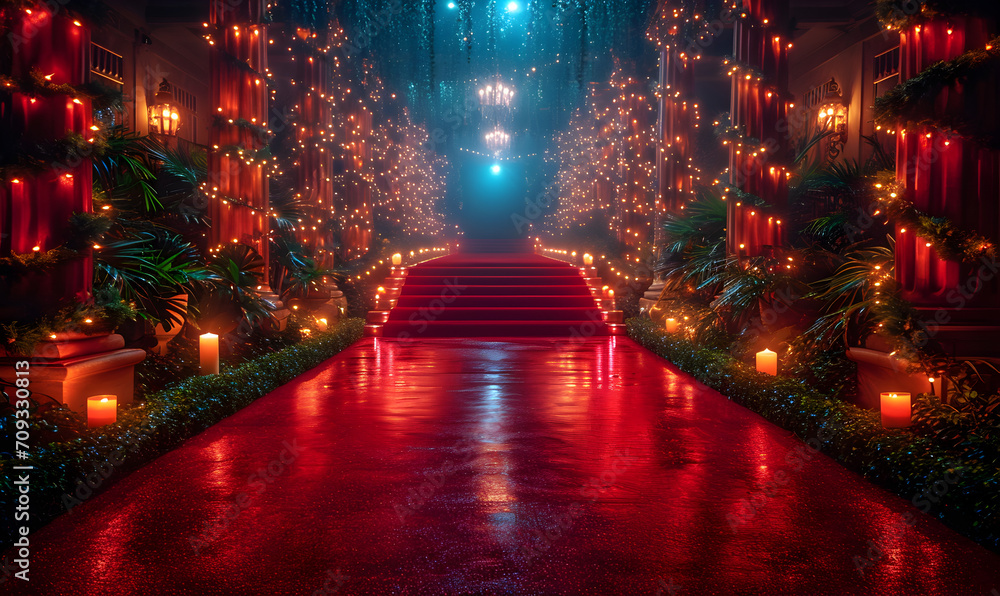 Obraz premium Red Carpet Glamour Develop backdrops with a touch of Hollywood glamour, suitable for red carpet events