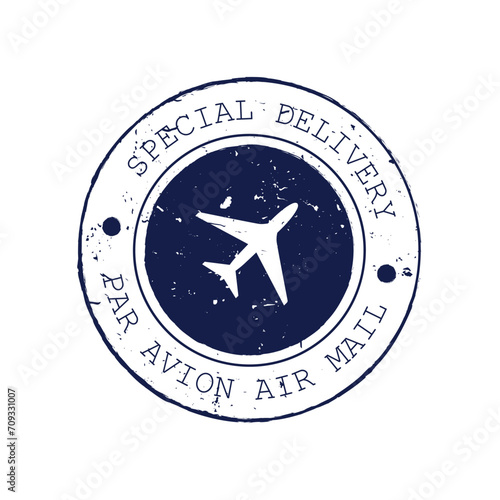 Par avion, Air mail - postal rubber stamp