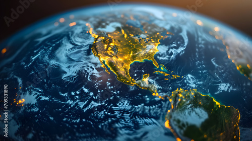 Abstract globe focusing on North America illustration. photo