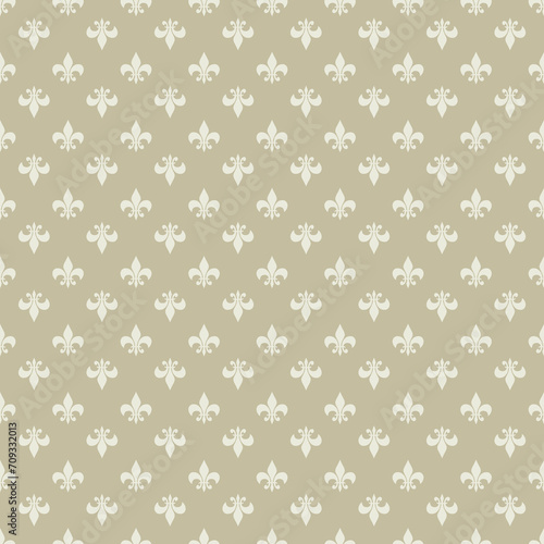 Fleur De Lis Beige French Damask Luxury Decorative Fabric Pattern