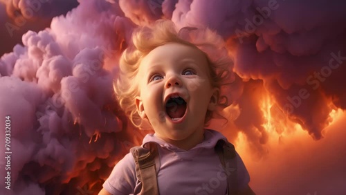 煙と赤ちゃん,Generative AI  photo