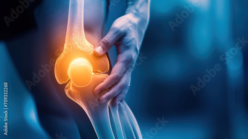Chronic knee pain due to an inflamed knee joint prosthesis Ai generative photo