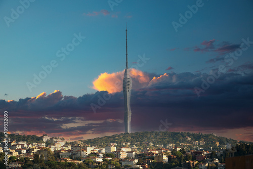 Camlica Tower or (Küçük Çamlıca) TV Tower in the historical city of Istanbul, TURKEY