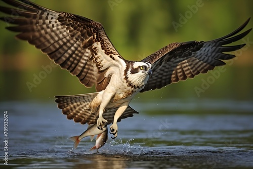 Generative AI : Wild Osprey (Pandion haliaetus) fishing
