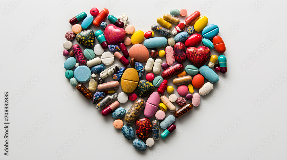drug in heart shape on white background. Valentine's Day concept drug in heart shape on white background. Valentine's Day concept