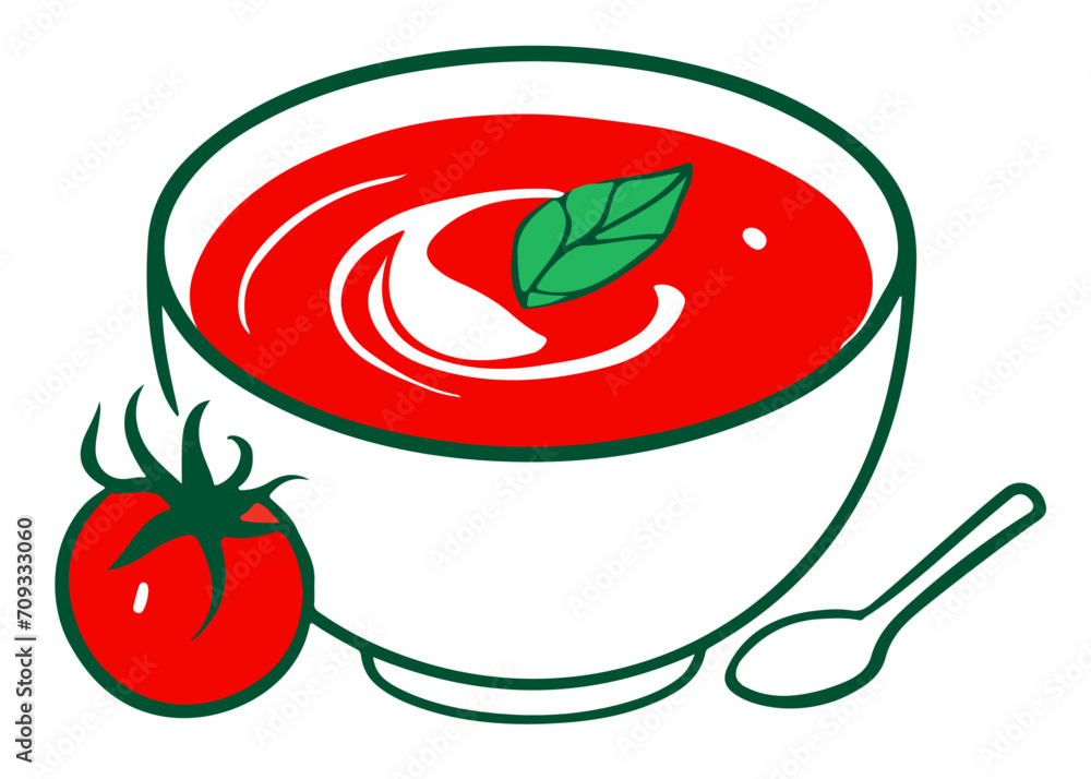 Zupa pomidorowa ilustracja - obrazy, fototapety, plakaty 