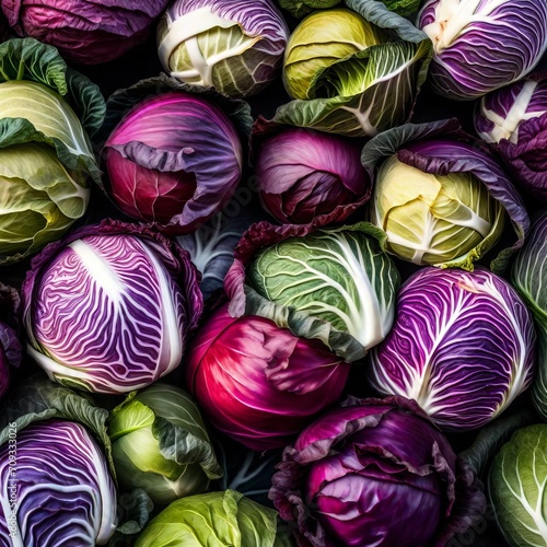 lots of colorful cabbage