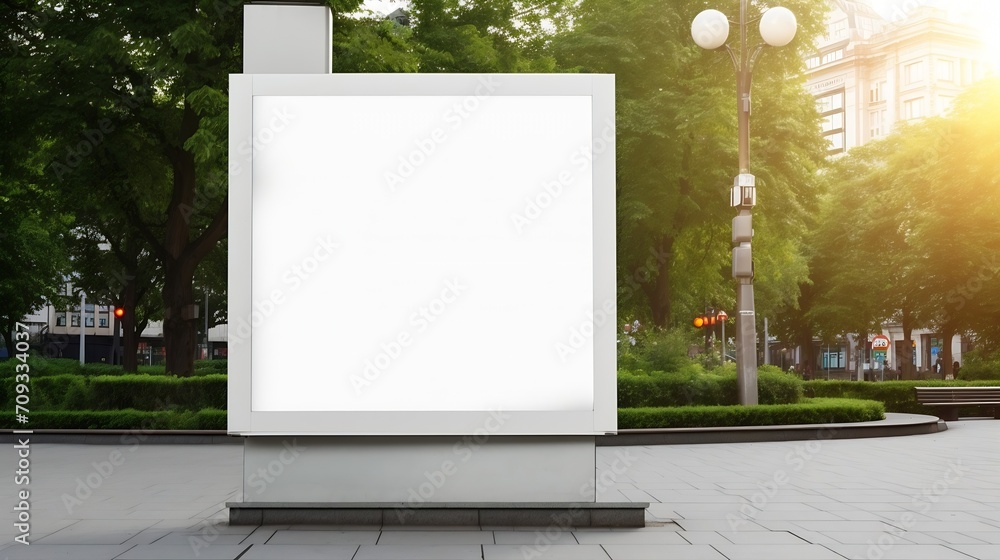 Generative AI : white blank advertising billboard. street mockup panel. Generative AI : white blank advertising billboard. street mockup panel.