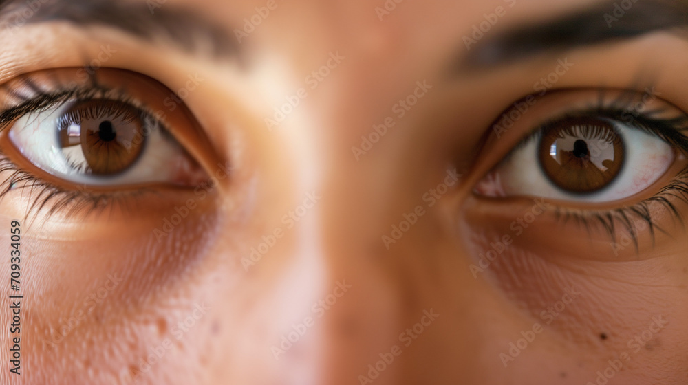 Close-Up View of a Woman’s Hazel Eyes Gazing Forward Intently Close-Up View of a Woman’s Hazel Eyes Gazing Forward Intently