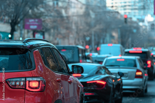Gridlocked Commute: Cars in a Traffic Jam