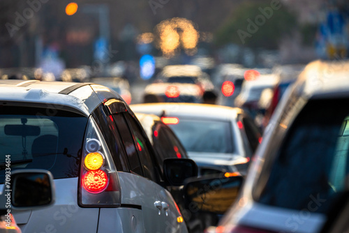 Gridlocked Commute: Cars in a Traffic Jam © Daniel