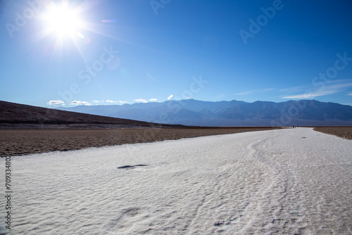 Afternoon Heat over Badwater Basin Salt Flats  Death Valley National Park. California