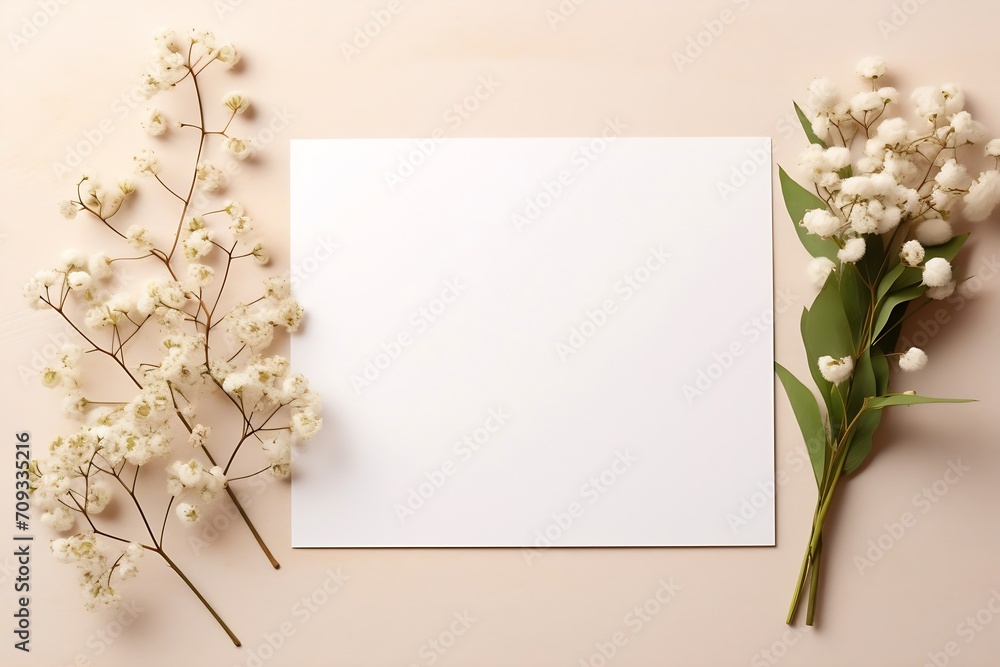 Generative AI : wedding stationery mockup on white background