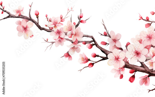 An Elegant Chinese New Year Wallpaper featuring Cherry Blossoms Isolated on Transparent Background PNG.
