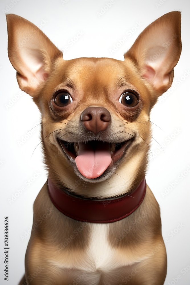 Generative AI : Cute brown mexican chihuahua dog with tongue out isolated