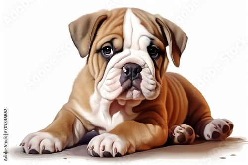 Generative AI : Puppy dog Bulldog isolated on transparent background.