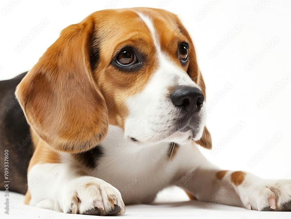Generative AI : beautiful beagle dog isolated on white