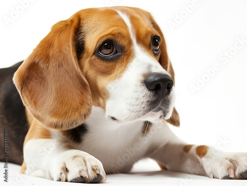 Generative AI : beautiful beagle dog isolated on white
