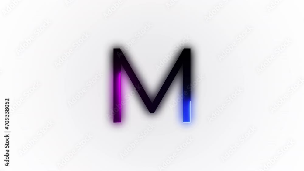 Neon letter M with alpha channel, neon alphabet Neon letter M with alpha channel, neon alphabet