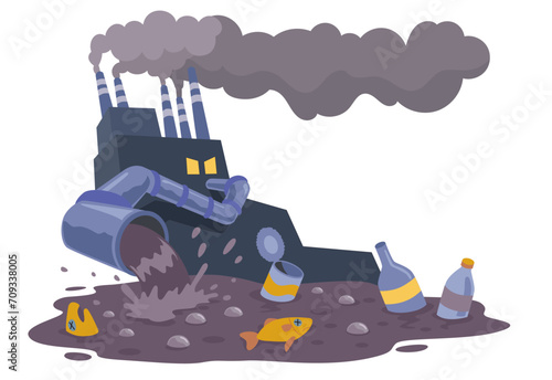 factories that emit factory waste and damage the surrounding ecosystem