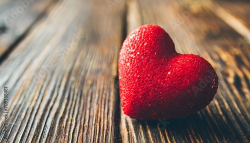 red heart on a wooden background place for text valentine